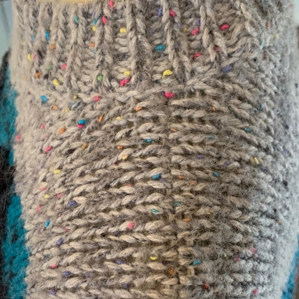 Free People Multicolor Gray Crewneck Sweater with Teal & Pink Accents - Picture 8 of 10
